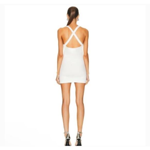 NWOT EB Denim Cowl Buckle Dress White Mini Crossed Straps Size XXL - Picture 3 of 11